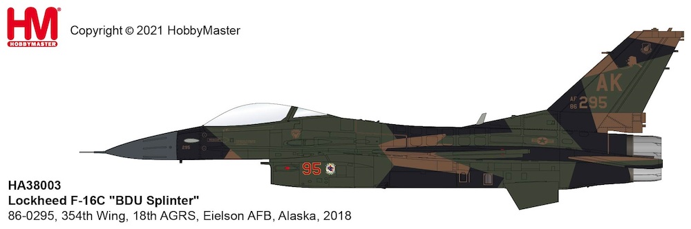 F16C Fighting Falcon USAF, “BDU Splinter” 86-0295, 354th Wing, 18th AGRS, Eielson AFB, Alaska, 2018 Product code HA38003