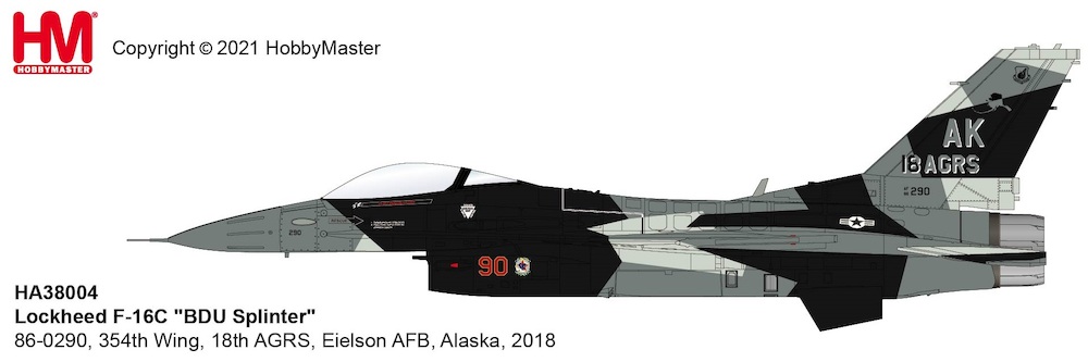 F16C Fighting Falcon USAF, “BDU Splinter” 86-0290, 354th Wing, 18th AGRS, Eielson AFB, Alaska, 2018 Product code HA38004
