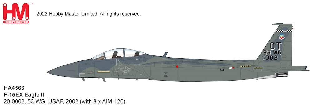 McDonnell Douglas F15EX Eagle II 20-0002, 53 WG, USAF, 2002 (with 8 x AIM-120) Product code HA4566